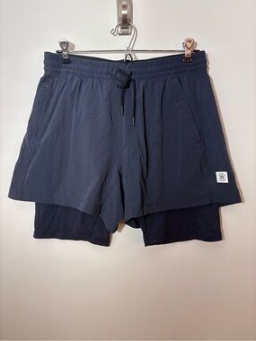 Reigning Champ Shorts Mens M Navy 4 Way Stretch Lined Running Lightweight